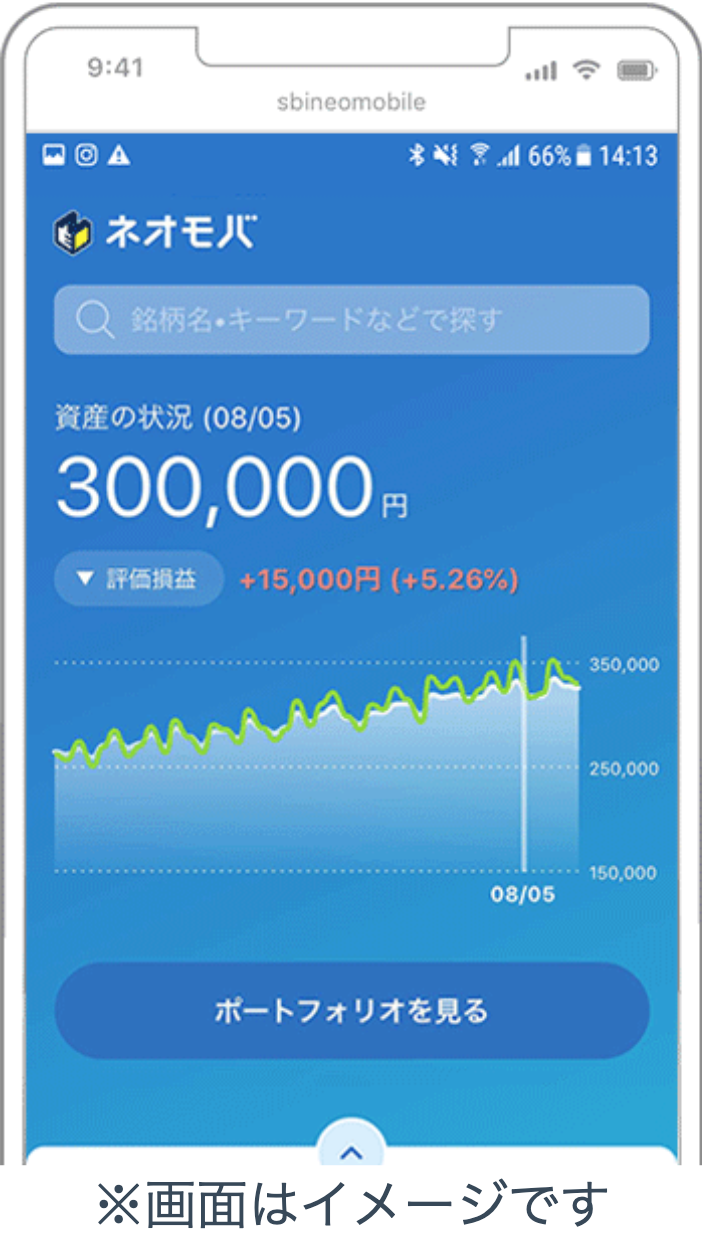ネオモバ株アプリ 資産状況画面